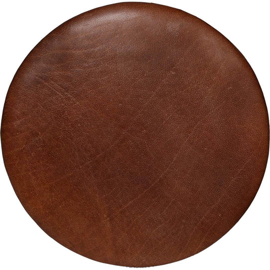 Sitt rund stolehynde i læder - brun